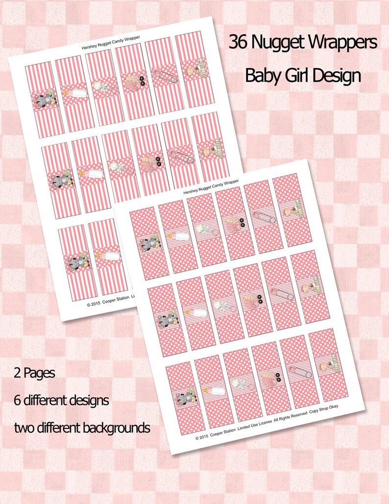 Printable Hershey Nugget Candy Wrappers Baby Girl Style | Etsy