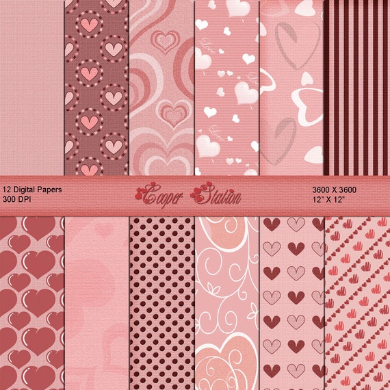 Digital Printable Valentine Paper Pack DP020 | Etsy