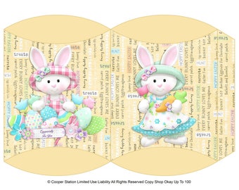 Digital Printable Easter Bunny Medium Pillow Box - Easter Treat Box - Easter Party Favor