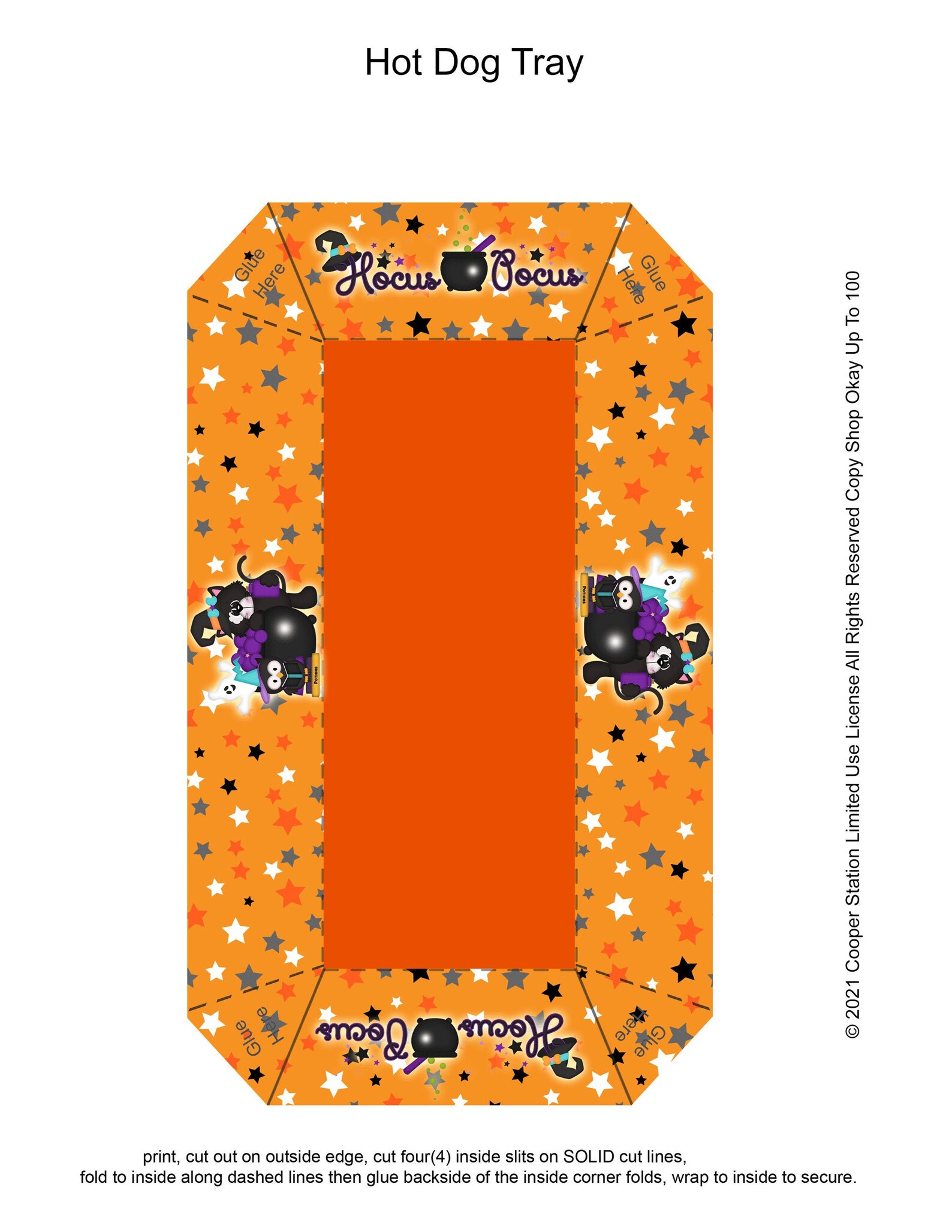 Digital Printable Hot Dog Tray - Halloween Hot Dog Tray - Cat and Owl ...
