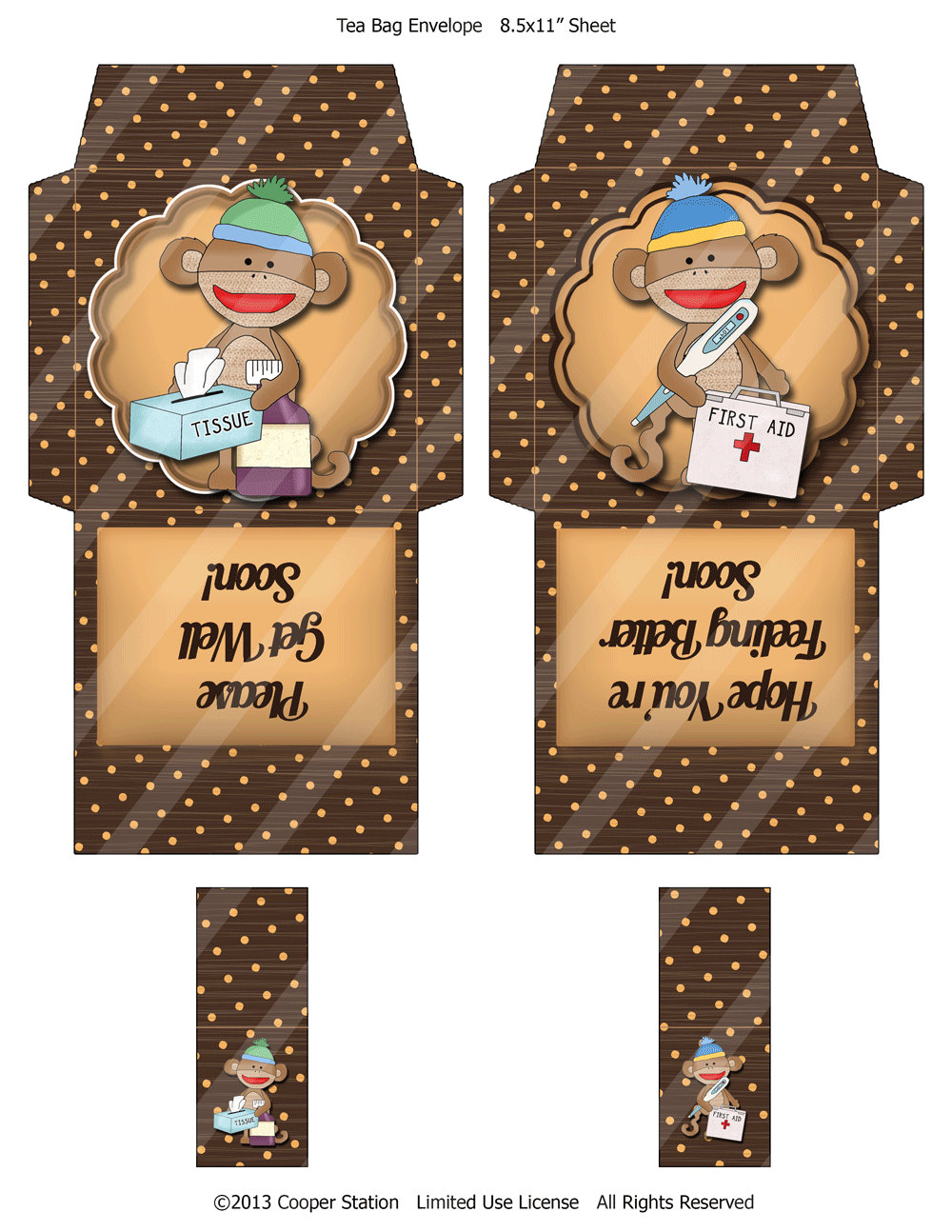 Printable Digital Tea Bag Wrappers Tea Bag Envelopes Get Well Feel