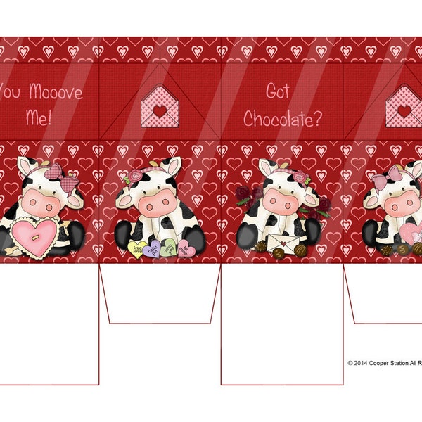 Digital Printable Milk Box Valentine Theme