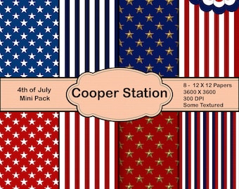 Digital printable Fourth of July Mini Paper Pack DP003