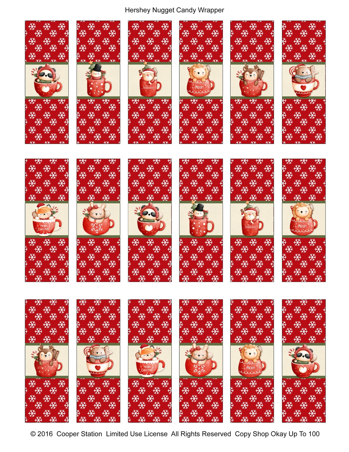 Digital Printable Hershey Nugget Holiday Candy Wrapper Set - Etsy