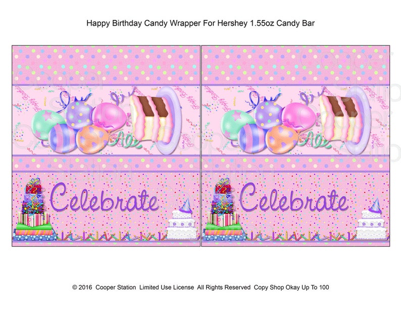 Printable Digital Happy Birthday Hershey Candy Bar Wrapper - Etsy