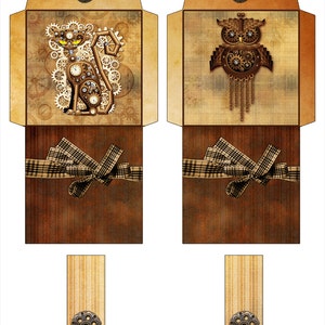 Digital Printable Steampunk Tea Bag Wrapper