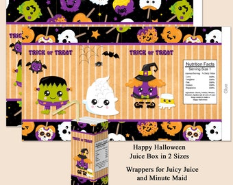 Digital Printable Halloween Juice Box Wrappers - Minute Maid - Juicy Juice