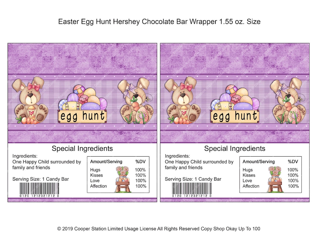 Printable Digital Easter Hershey Candy Bar Wrapper - Chocolate Bar ...