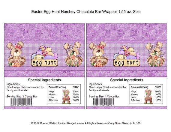 Printable Digital Easter Hershey Candy Bar Wrapper Chocolate - Etsy