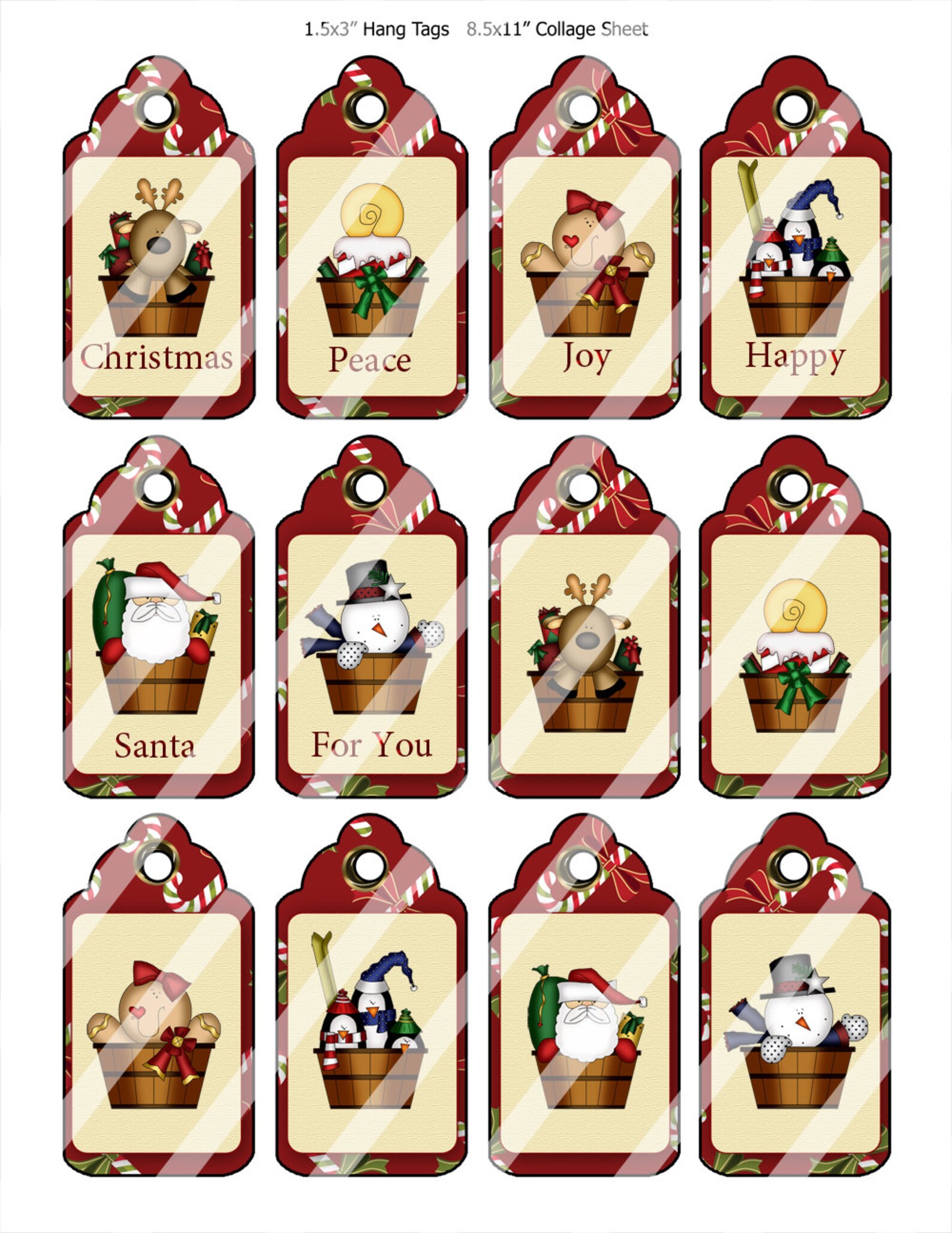 DIY Digital Christmas Gift Tags Two CT002 Etsy