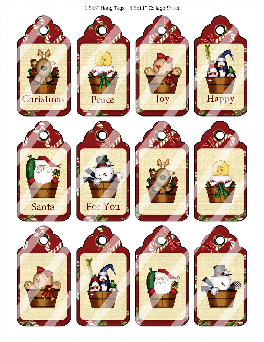 DIY Digital Christmas Gift Tags Two CT002 Etsy