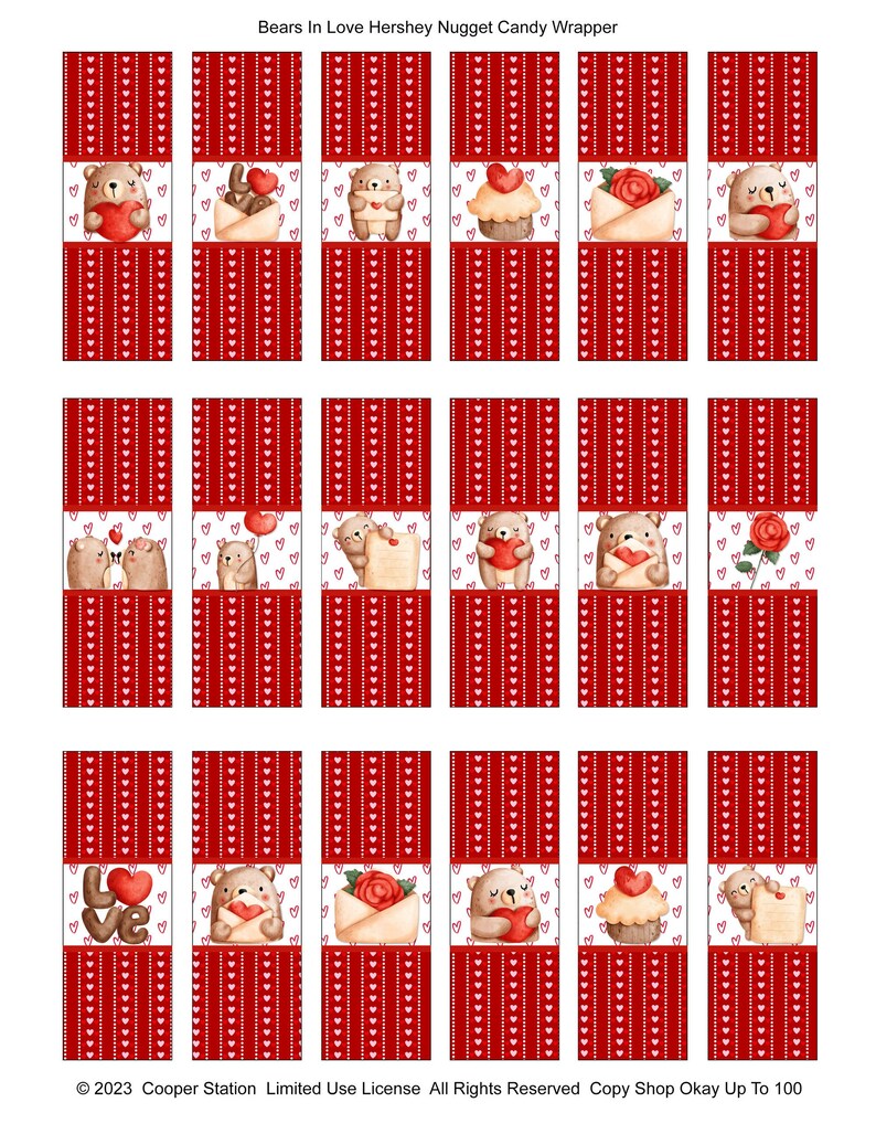 Digital Printable Hershey Nugget Candy Wrappers Valentine - Etsy