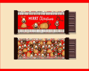 Digital Candy Bar Wrapper- Instant Download - Christmas Candy Wrapper -Reindeer Candy Wrapper - Hershey Candy Wrapper - Christmas Candy Wrap