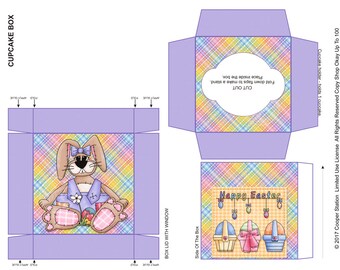 Digital Printable  Easter Cupcake Box  -  Easter Primitive Look Cupcake Box - Treat Box - Easter Gift Box - Easter Party Favor