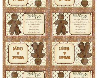 Digital Printable Bag Topper Gingerbread Theme - What A Guy Poem - Holiday Bag Topper - Cookie Bag Topper - Gingerbread Guy Bag Topper