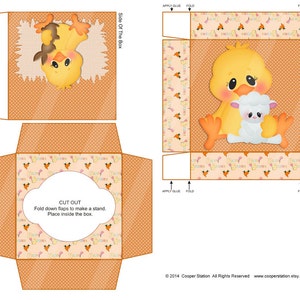 Digital Printable  Easter Cupcake Box  - DIY Bunny and Chick Cupcake Box