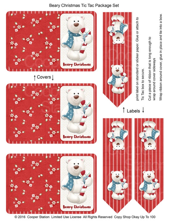 Digital Printable Christmas Tic Tac Cover Package Christmas Etsy