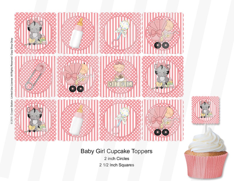 Printable Baby Girl Cupcake Toppers