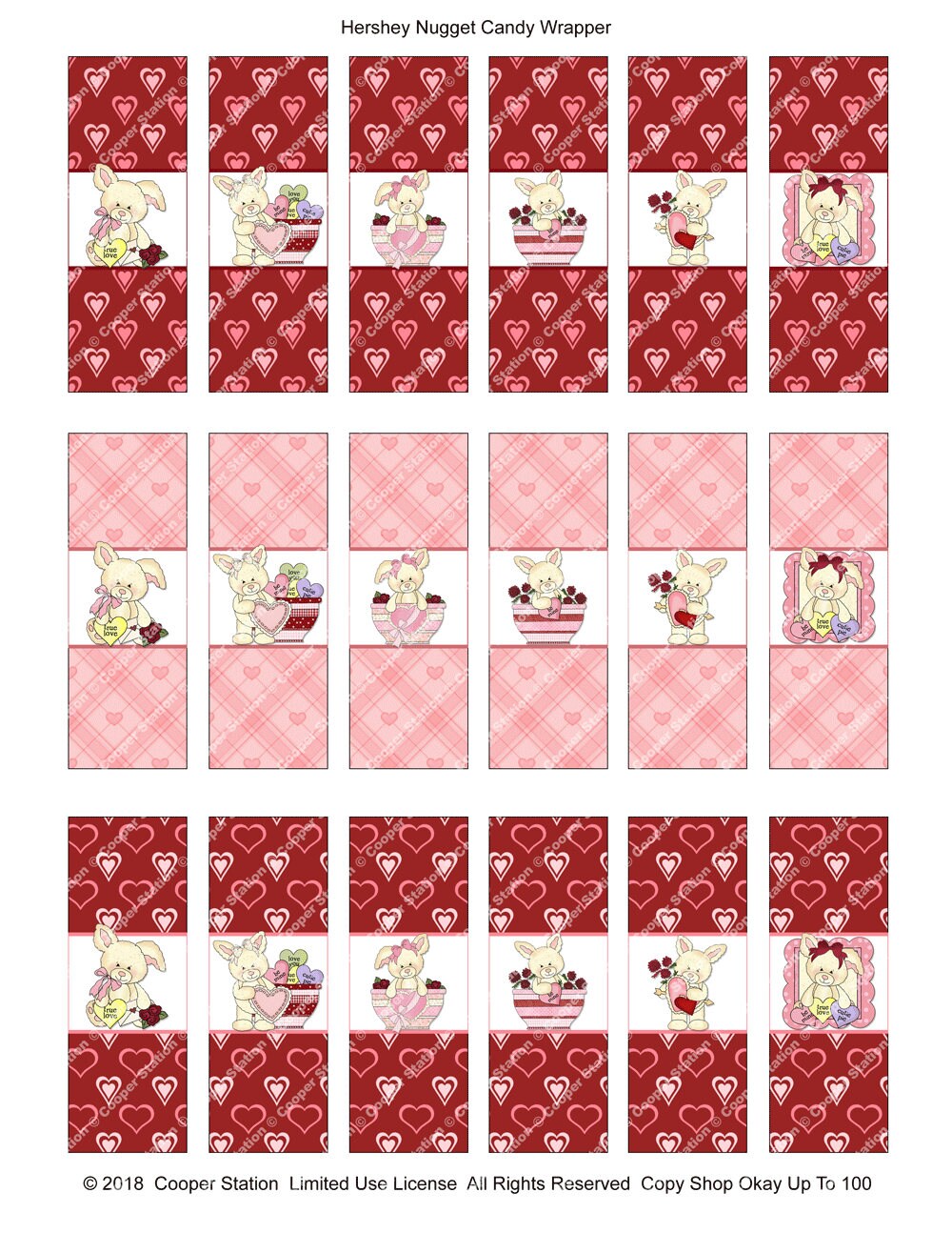Digital Printable Hershey Nugget Candy Wrappers Valentine Candy Wrapper ...