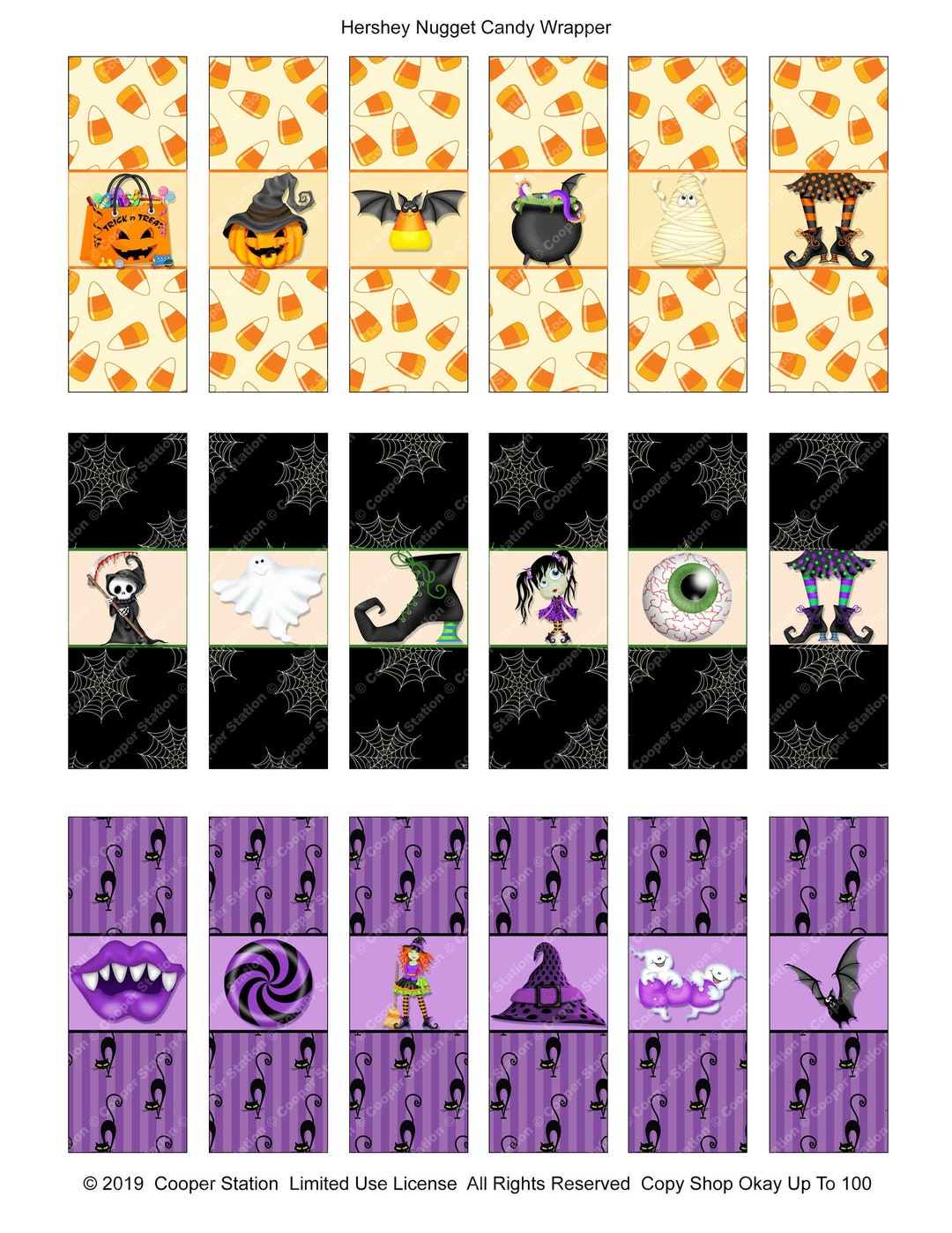 Digital Printable Hershey Nugget Halloween Candy Wrappers - Trick or ...