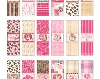 Embalagens digitais imprimíveis para bombons de chocolate com tema de cowgirl - Amantes de cavalos - Dia dos Namorados - Aniversário