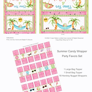 Digital Printable Hershey Nugget Candy Wrapper Set - Summer - Party- Beach - Party Favor -Printable Party