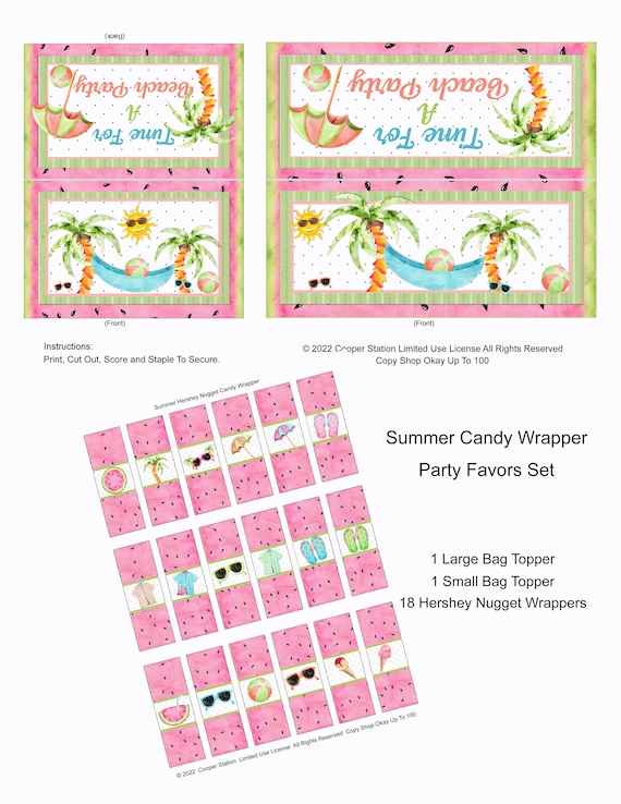 Digital Printable Hershey Nugget Candy Wrapper Set Summer - Etsy