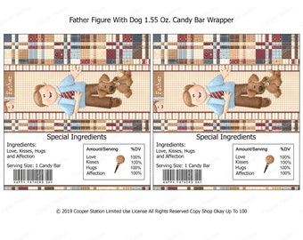 Printable Digital Father's Day Candy Bar Wrapper- Dad - Dog - chocolate wrapper