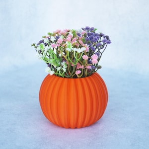 3D printed pumpkin planter Small pumpkin pot Halloween succulent planter  Plastic flower pot