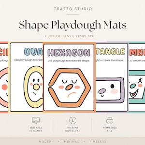 Shape Playdough Mats Printable | Fine Motor Activities | Preschool Shapes | Kindergarten Play Dough Mats | Homeschool Printable | Montessori