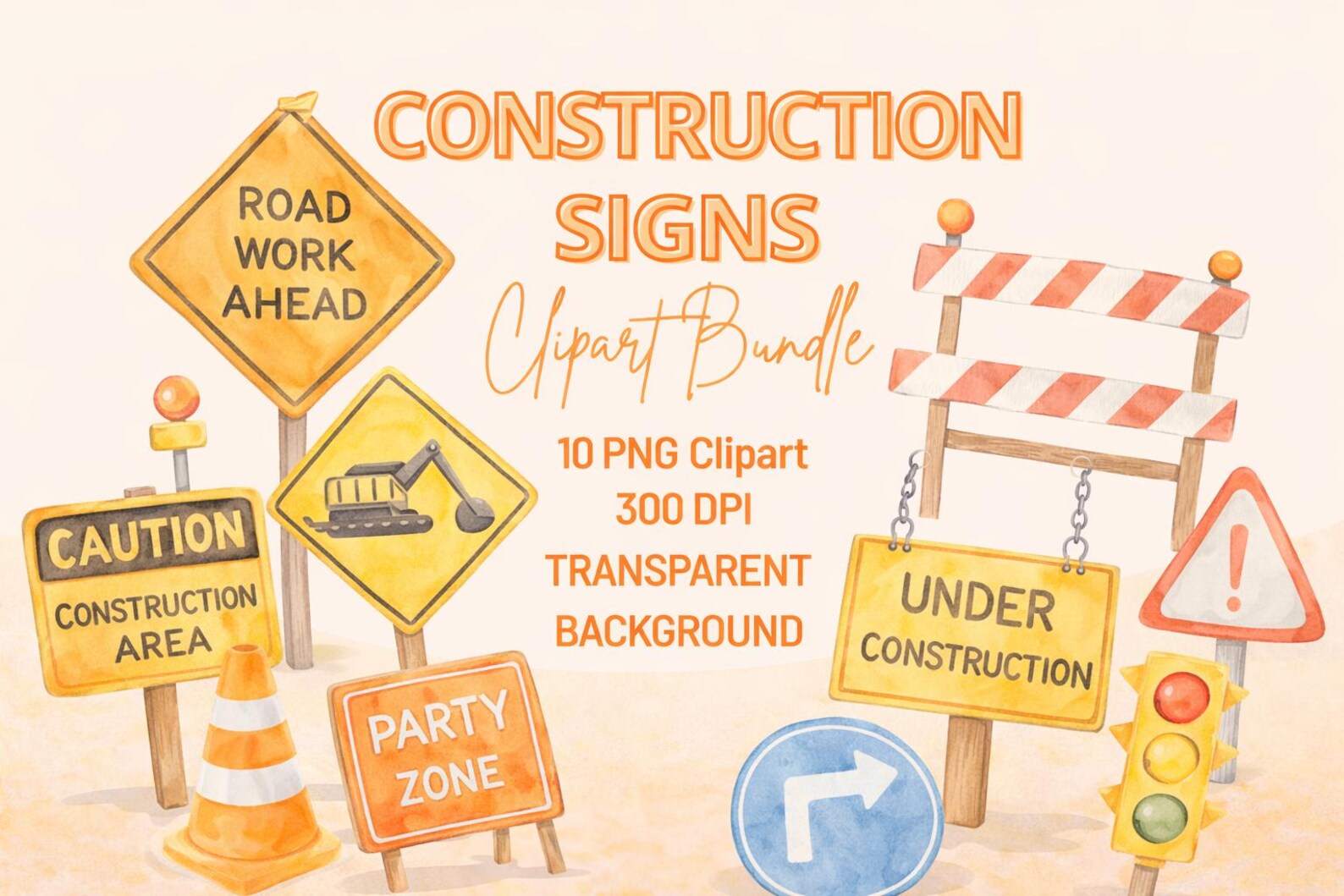 My Work Sign Construction Signs Clipart Bundle, Construction PNG, Road Work Signs ...