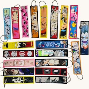 Embroidered Anime Jet Tag Keychain: JDM, Streetwear, Car Accessory (13cm x 3cm)