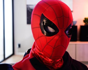 Spider-Inspired Full Face Mask: Stretchy Cosplay Headgear with Moving Eyes