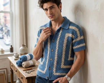 Granny Hexagon Crochet Shirt Pattern, Oversized Crochet Hexagon Shirt, Two Hexagon Crochet Shirt Pattern, Crochet Striped Hexagon Shirt