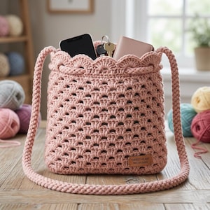 Easy Crochet Crossbody Bag/Purse, DIY Everyday Minimalist Bag Crochet, Crochet Scallop Edge Bag (Pattern PDF)