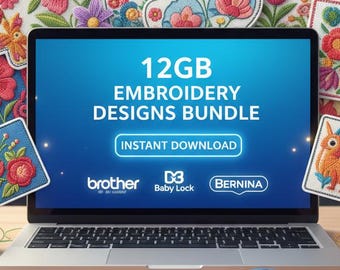 12GB+ Brother PES Embroidery Designs Mega Bundle (Instant Download)