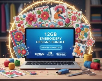 12GB PES Embroidery Designs Mega Bundle (Instant Download) Brother, Baby Lock, and Bernina