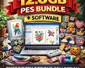 12GB PES Bundle Embroidery Designs Mega Bundle (Instant Download) Brother, Baby Lock, and Bernina