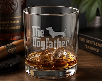 The Dogfather Dachshund Whiskey Glass | Engraved 10.5oz