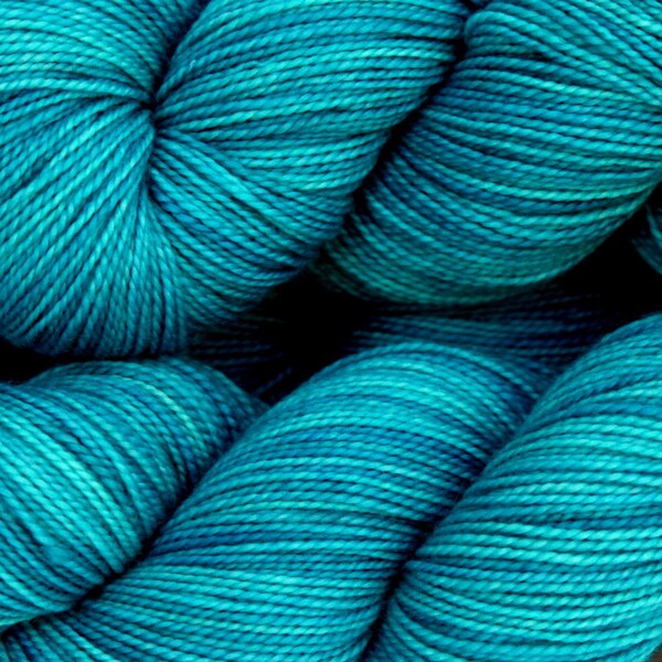 December Birthstone Yarn, Kettle Dyed Superwash Merino Fingering Weight, in "Turquoise"