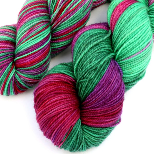 June Birthstone Yarn, Kettle Dyed Superwash Merino Fingering Weight, in "Alexandrite"