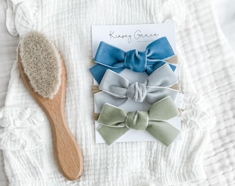 Sailor Bow Set, Girls Hair Bows, Baby Headbands, Baby Girl Bows, Toddler Hair Clip, Girls Hair Bows, Velvet Bow Set, Girls Headband Set