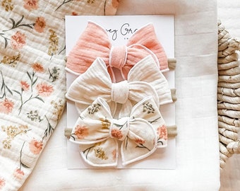 Summer Floral Baby Bow Set, Fable Baby Bows, Baby Headbands, Girls Hair Clips, Newborn Headband, Womens Hair Bow, Toddler Bows, Newborn Bows