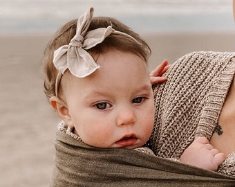 Boho Baby Headband, Cotton Baby Bow, knot bow headband, neutral headbands, infant bow, newborn headband, nylon baby headband, baby girl bows