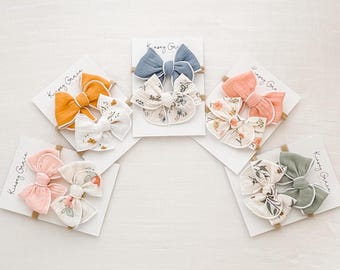 Floral Fable Bow Set, Baby Bows, Newborn Headbands, Toddler Hair Bows, Baby Headbands, Girls Hair Clips, Floral Bows, Newborn Girl Bows