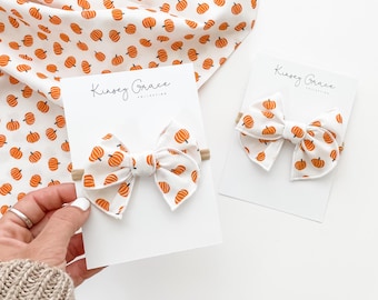 Pumpkin Baby Bow, Fall Baby Headbands, Baby Girl Headband, Girls Hair Bow, Toddler Bow Clips, Newborn Bow Headband, Halloween Baby Hair Bows