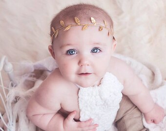 Girls Gold Headband, Leaf Headband, Flower Crown, Baby Headband, Baby Girl, Newborn Baby, Boho Headband, Silver Headband, Infant, Toddler