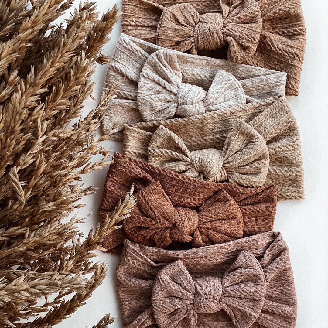 Boho Baby Headbands, Neutral Baby Bows, Sweater Bows, Infant Headband