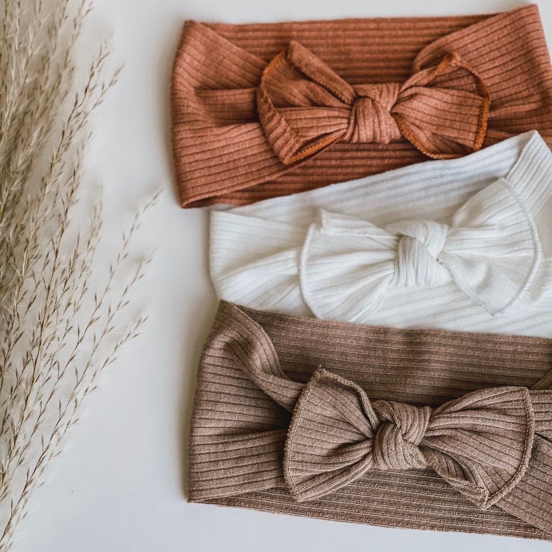 Boho Baby Headbands, Neutral Baby Bows, Infant Hair Bow, Baby Turban