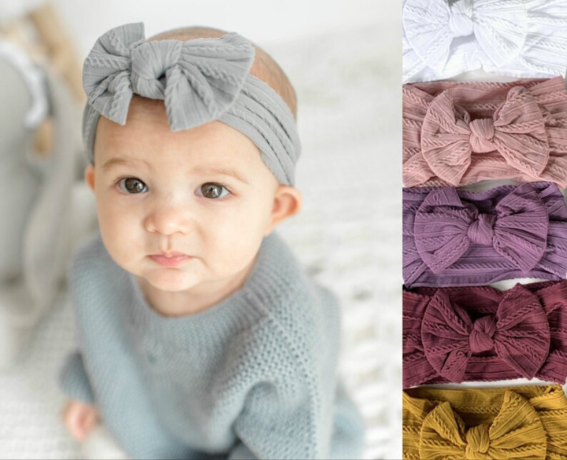 Knit Baby Head Wrap Baby Bow Headbands Big Bows Newborn Etsy